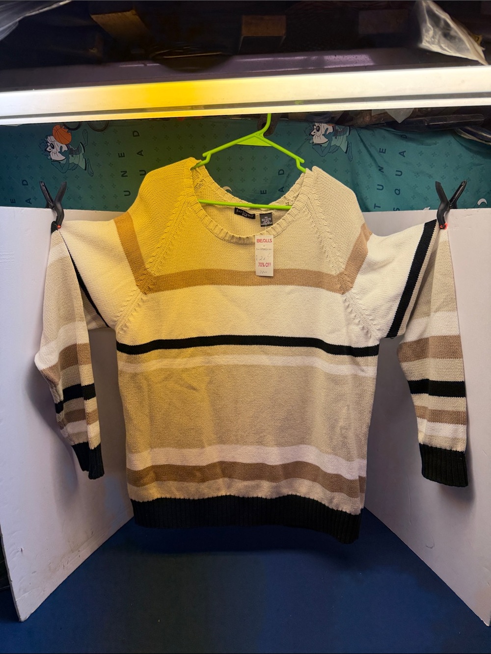 Bay Studio Striped Crewneck Sweater in Cream, Tan & Black